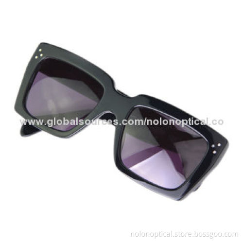 Hot-sale Black Rectangular Acetate Full Shape Sunglasses